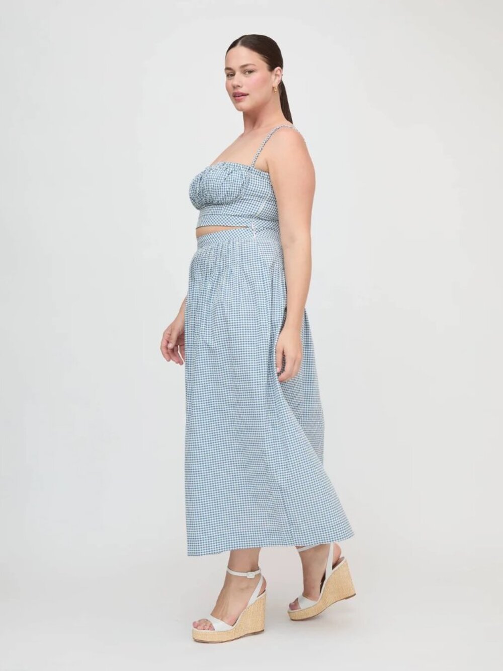 NEW Hill House Home The Ame Skirt in Lagoon Teal Gingham - Picture 3 of 9
